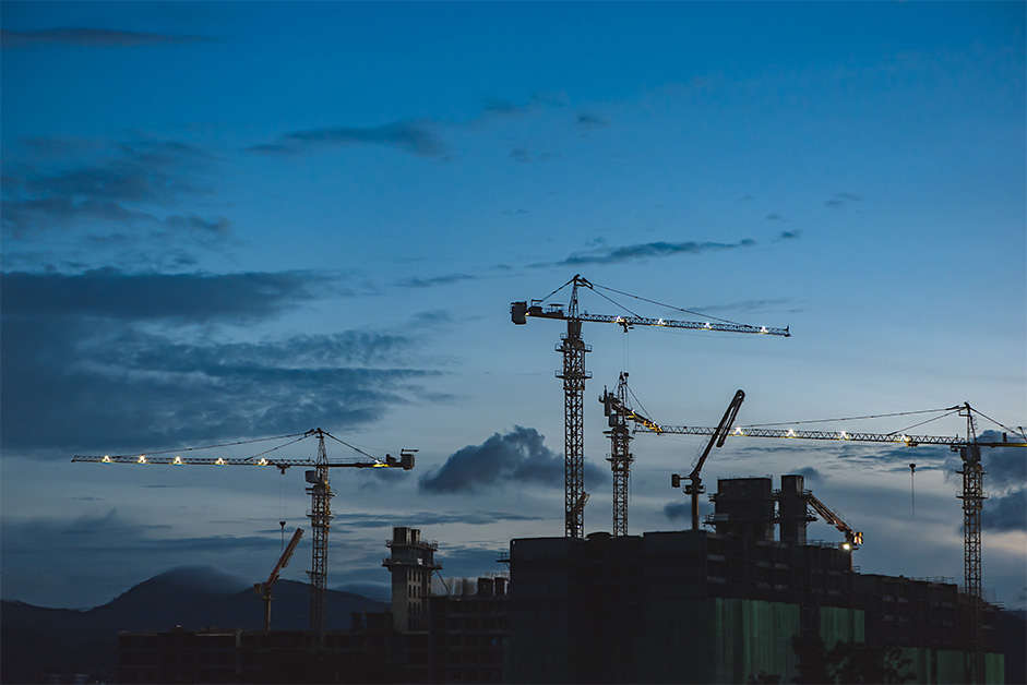 construction site cranes