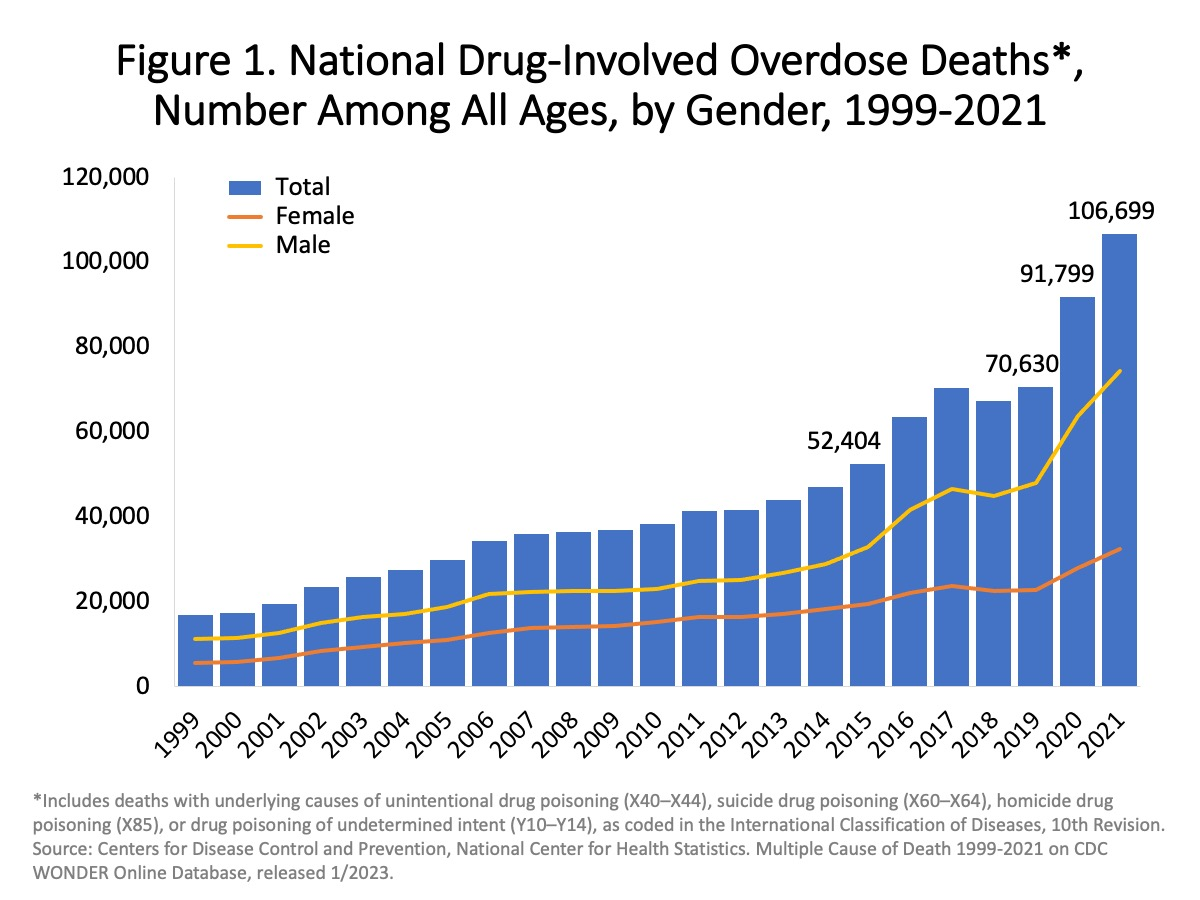 Drug overdose deaths by gender
