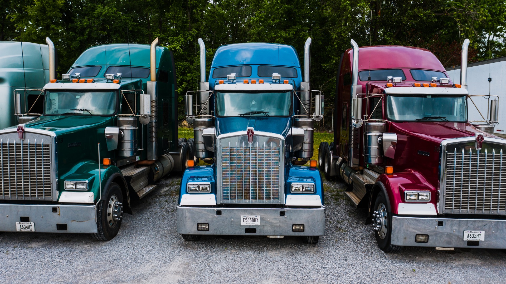 trucks in parking lot