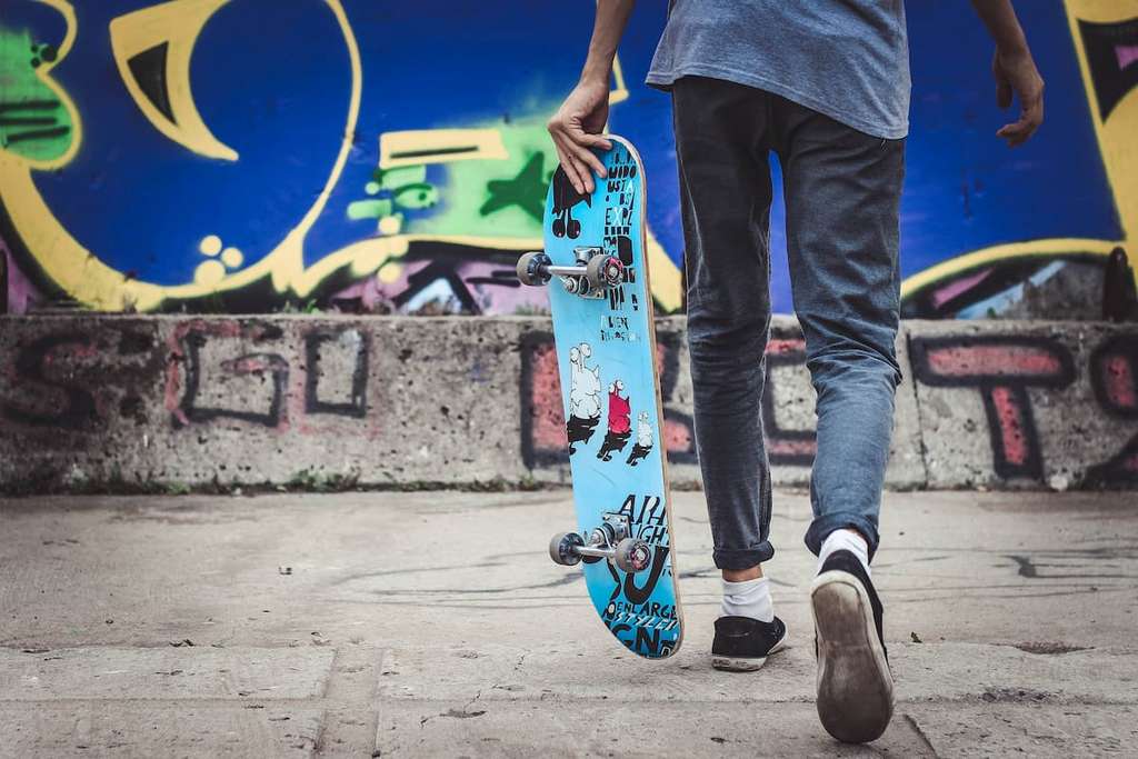 teenage boy with skateboard