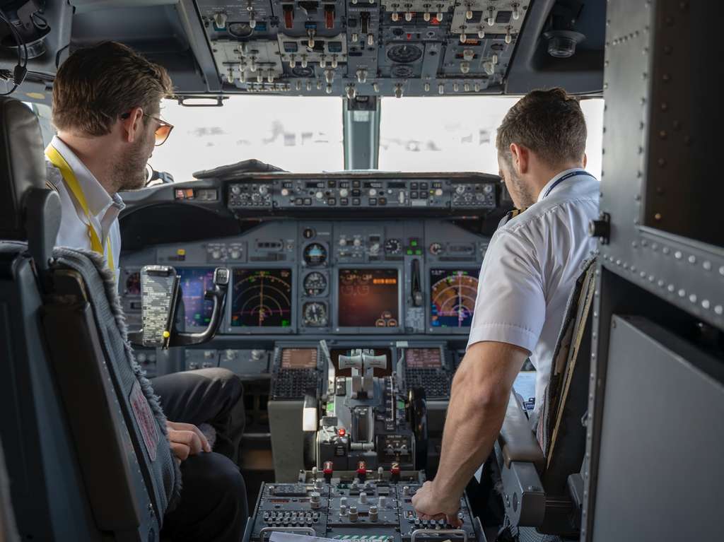 two pilots in the cockpit