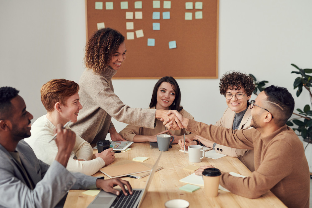 Coworkers during a staff meeting