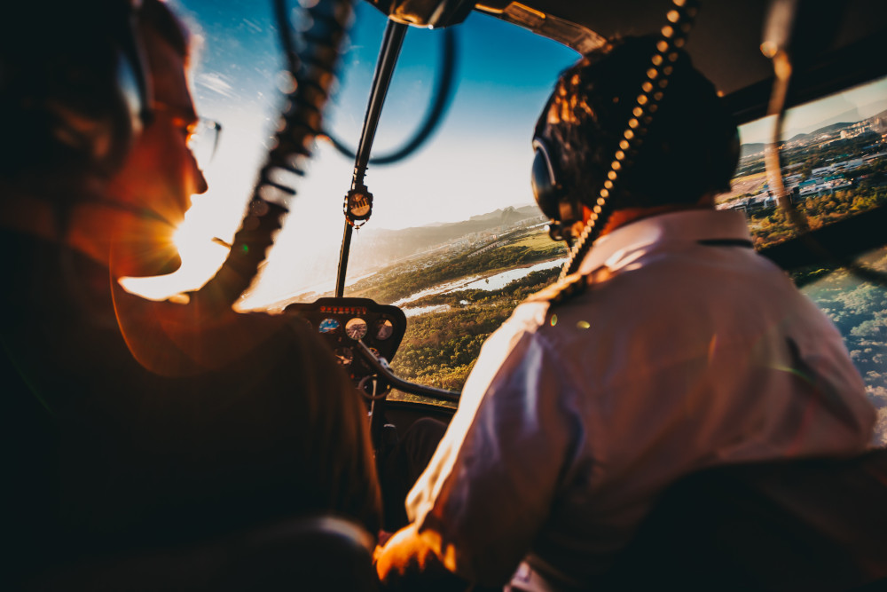 Pilots flying a plane
