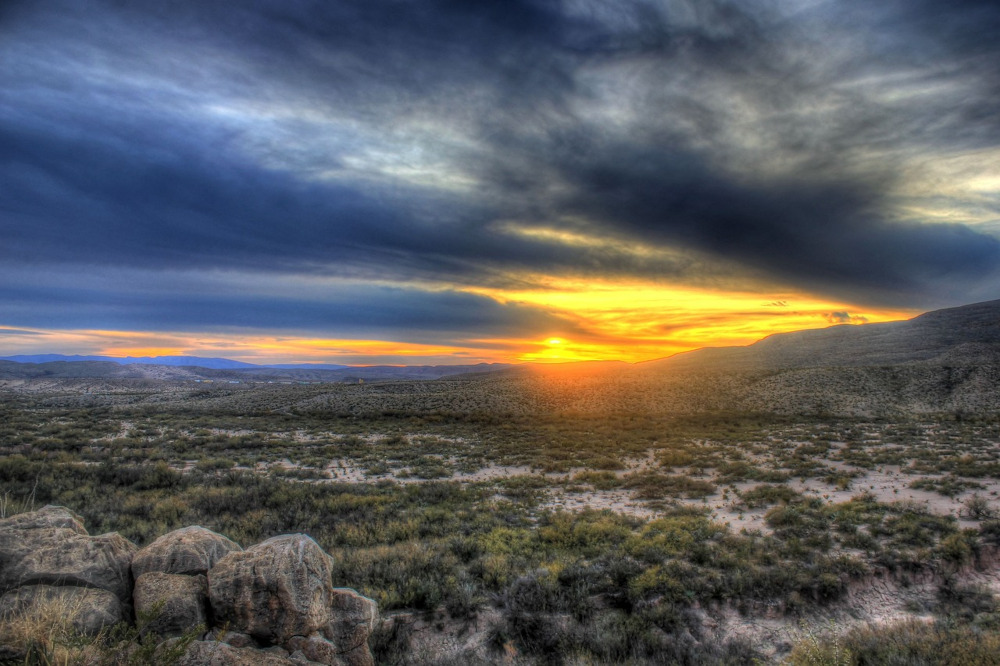 Sunset in a Texas desert