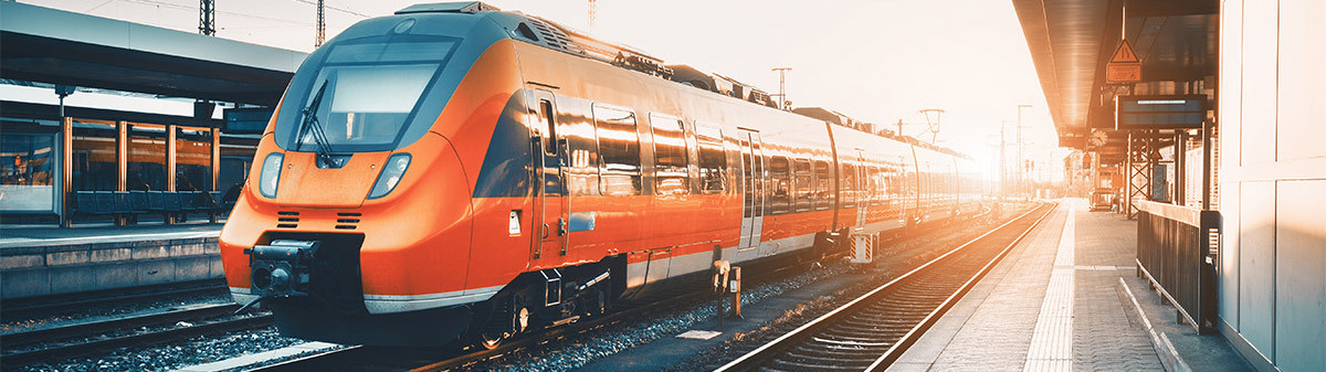 Black and orange train at train station