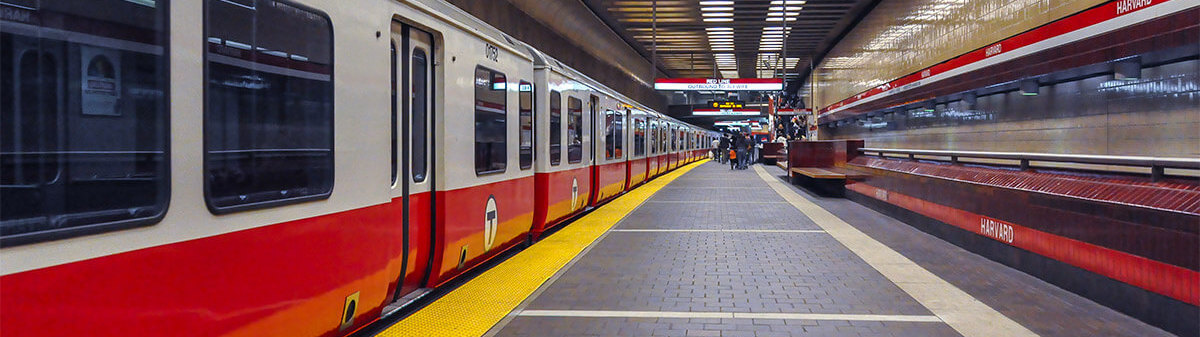 Subway platform with subway train