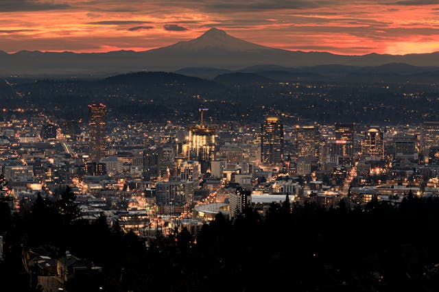 Portland, Oregon at night