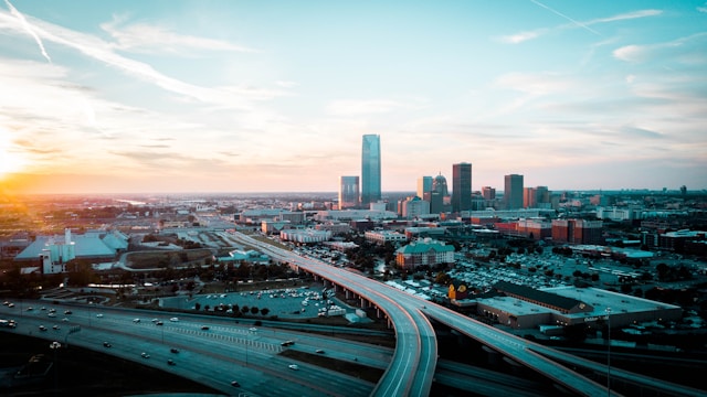 Aerial shot of Oklahoma City, OK