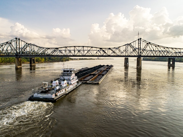 Boat on Mississippi River in Vicksburg, Mississippi