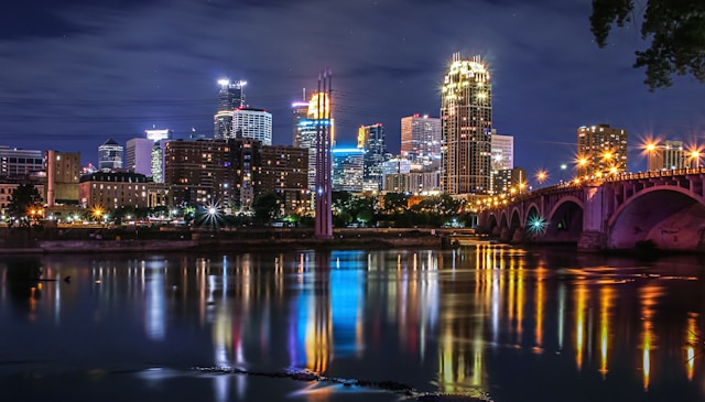 Downtown Minneapolis, Minnesota at night