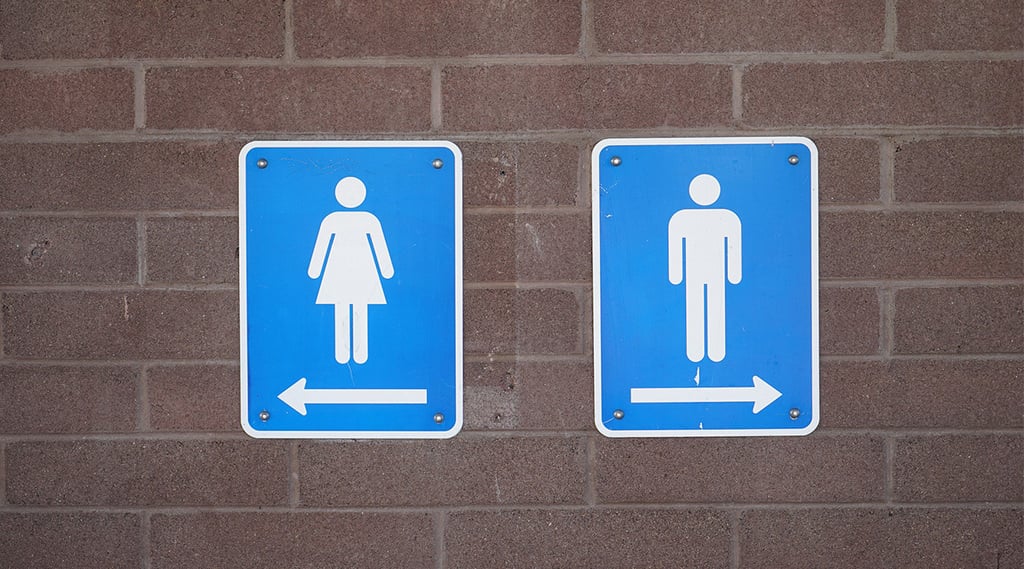 blue bathroom signs