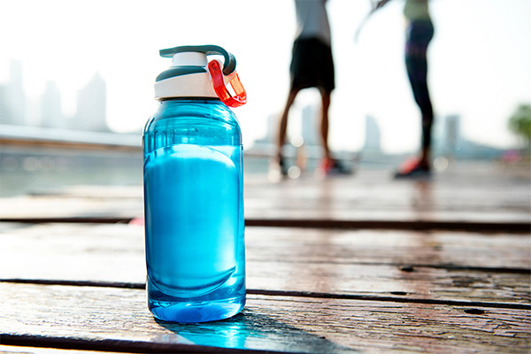 blue water bottle