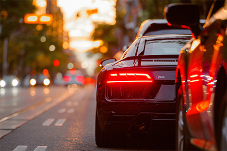 cars driving down the street