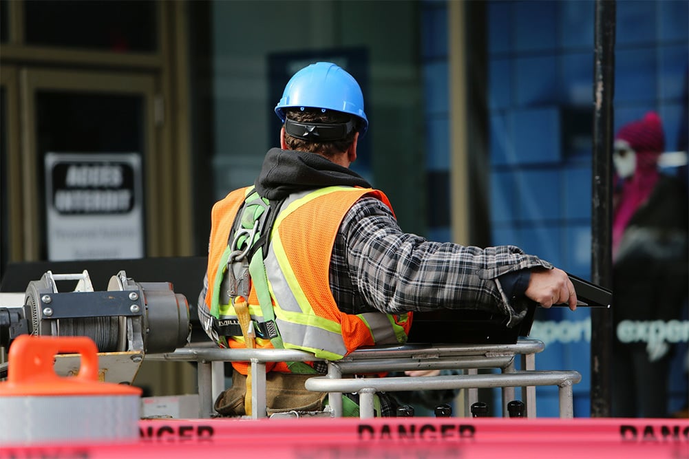 construction worker at pipeline site