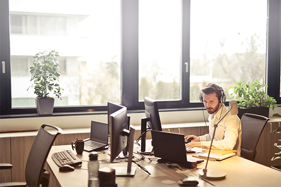 employee working at his computer