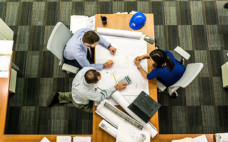 employees meeting at a table