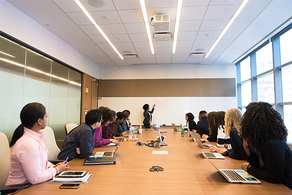 employees in the conference room