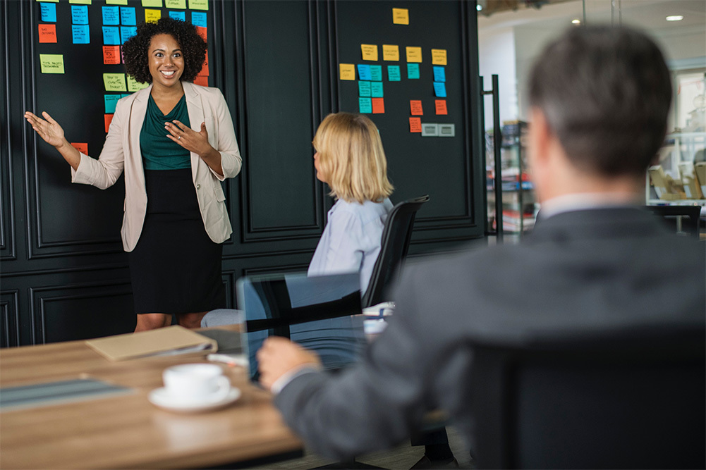 employees having a meeting