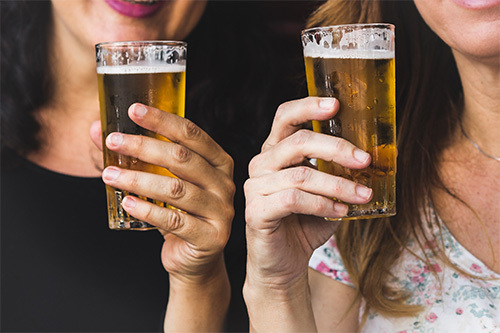 girls drinking beer