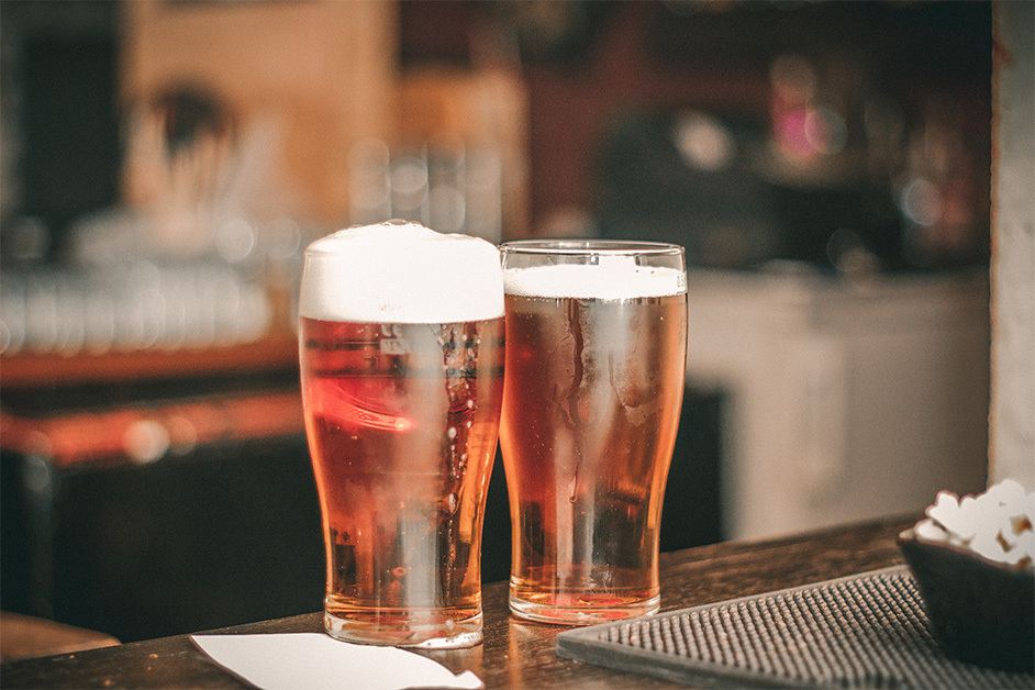 two glasses of beer