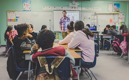 high school students in class