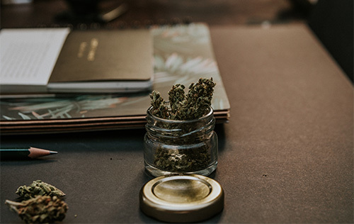 marijuana on desk