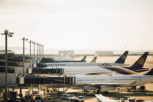 planes lined up outside