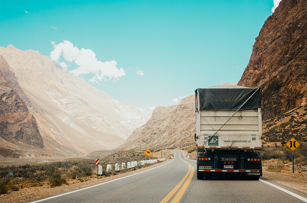 truck driving on the road